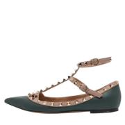 Pre-owned Leather flats Valentino Vintage , Green , Dames