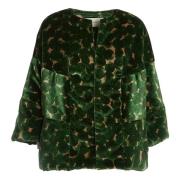 Smaragdgroen Beige Velvet Bomberjack Dries Van Noten , Green , Dames