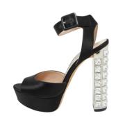 Pre-owned Satin sandals Miu Miu Pre-owned , Black , Dames