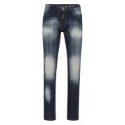 Hexagon Denim Broek met Logo Label Philipp Plein , Blue , Heren