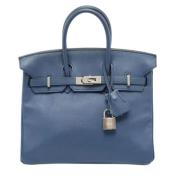 Pre-owned Leather totes Hermès Vintage , Blue , Dames