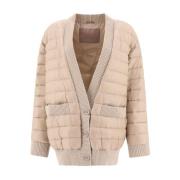 Beige Cardigan Donsjas met Zakken Herno , Beige , Dames