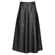 Midi Uitlopende Rok van Imitatieleer Pinko , Black , Dames