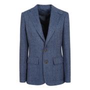 Blauwe Herringbone Blazer Polo Ralph Lauren , Blue , Dames