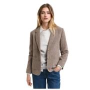 Chevron Wollen Blazer met Getailleerde Kraag Gant , Beige , Dames