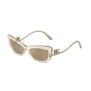 Gouden Spiegel Bruin Frame Zonnebril Dolce & Gabbana , Brown , Dames