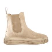 Beige Leren Sneakers Voile Blanche , Beige , Dames