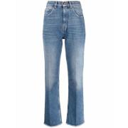 Blauwe High-Waisted Katoenen Jeans Golden Goose , Blue , Dames