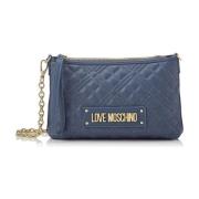 Stijlvolle Leren Tas Love Moschino , Blue , Dames