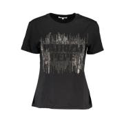 Stijlvol Contrast Katoenen T-shirt Patrizia Pepe , Black , Dames