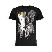 Zwart Bedrukt Logo T-Shirt Cavalli Class , Black , Heren