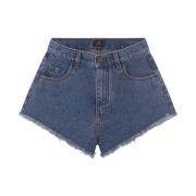 Blauwe Denim Shorts met Contraststiksels Etro , Blue , Dames