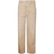 Biologisch Katoen Beige Broek Rechte Snit Carhartt Wip , Beige , Heren