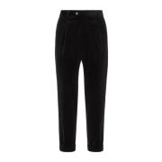 Zwarte Corduroy Broek met Plooien Brunello Cucinelli , Black , Heren