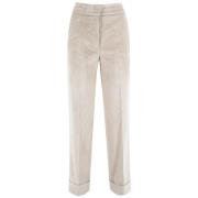 Katoenen Corduroy Hoge Taille Broek Peserico , Beige , Dames