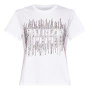 Witte T-shirts en Polos met D MM Logo Strass Patrizia Pepe , White , D...