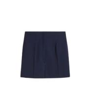 Hoge Taille Blauwe Wollen Shorts Sportmax , Blue , Dames