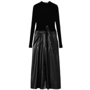 Zwarte Uitlopende Jurk Twinset , Black , Dames