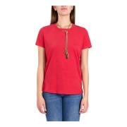 Jersey T-shirt met ketting Elisabetta Franchi , Red , Dames