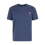 Blauw Katoen Logo Geborduurd T-shirt MC2 Saint Barth , Blue , Heren