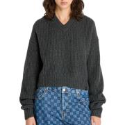 Chunky V-Neck Sweater in Grijs Calvin Klein , Gray , Dames