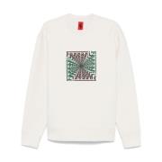 Witte Logo Print Crew Neck Sweater Ferrari , White , Heren