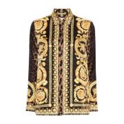 Gouden Zijden Foulard Shirt Versace , Multicolor , Dames