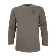 Groene Basic Crewneck T-shirt Aeronautica Militare , Green , Heren