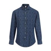 Blauw Paisley Print Overhemd Brunello Cucinelli , Blue , Heren