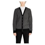 Zwarte Geometrische V-hals Cardigan Antony Morato , Black , Heren