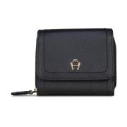 Portemonnee van generfd leer met muntvak Aigner , Black , Dames