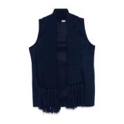 Blauwe Fringe Jas met Sjaal Twinset , Blue , Dames