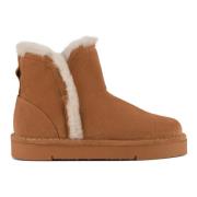 Bruine Suède Shearling Bootie Panchic , Brown , Dames