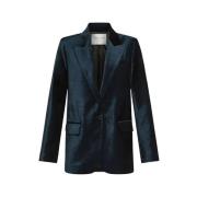 Blauwe Fluweel Deconstructed Blazer Forte Forte , Blue , Dames