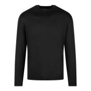 Merino Wol Crew Neck Sweater Low Brand , Black , Heren