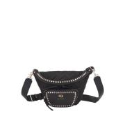 Dark Wave Studs Faux Leather Crossbody La Carrie , Black , Dames