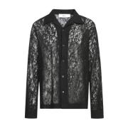 Zwarte Mesh Wol Shirt Séfr , Black , Heren