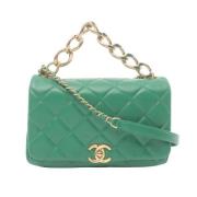 Pre-owned Leather chanel-bags Chanel Vintage , Green , Dames