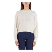 Gecropte Viscose Sweater met Logoborduursel Elisabetta Franchi , Beige...