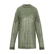 Groene Mohair Zijde Oversized Sweater Ann Demeulemeester , Green , Dam...