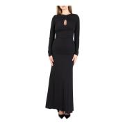 Gerimpelde Jersey Maxi Jurk Actualee , Black , Dames