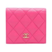 Pre-owned Leather wallets Chanel Vintage , Pink , Dames