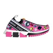 Roze Kristal Lage Sneakers Dolce & Gabbana , Pink , Dames