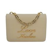 Elegante Ivoor Handtas met Hartenketting Love Moschino , Beige , Dames