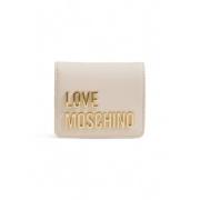 Beige Portemonnee met Clip Sluiting Love Moschino , Beige , Dames