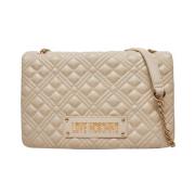 Quilted Pu Schoudertas Ivory Trendy Love Moschino , Beige , Dames