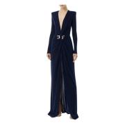 Blauwe galajurk met lange mouwen Elisabetta Franchi , Blue , Dames