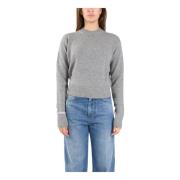 Wollen trui met logodetail Sportmax , Gray , Dames