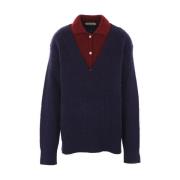 Blauwe Wol Mohair Polo Sweater Namacheko , Blue , Heren