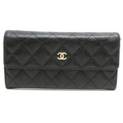 Pre-owned Leather wallets Chanel Vintage , Black , Dames